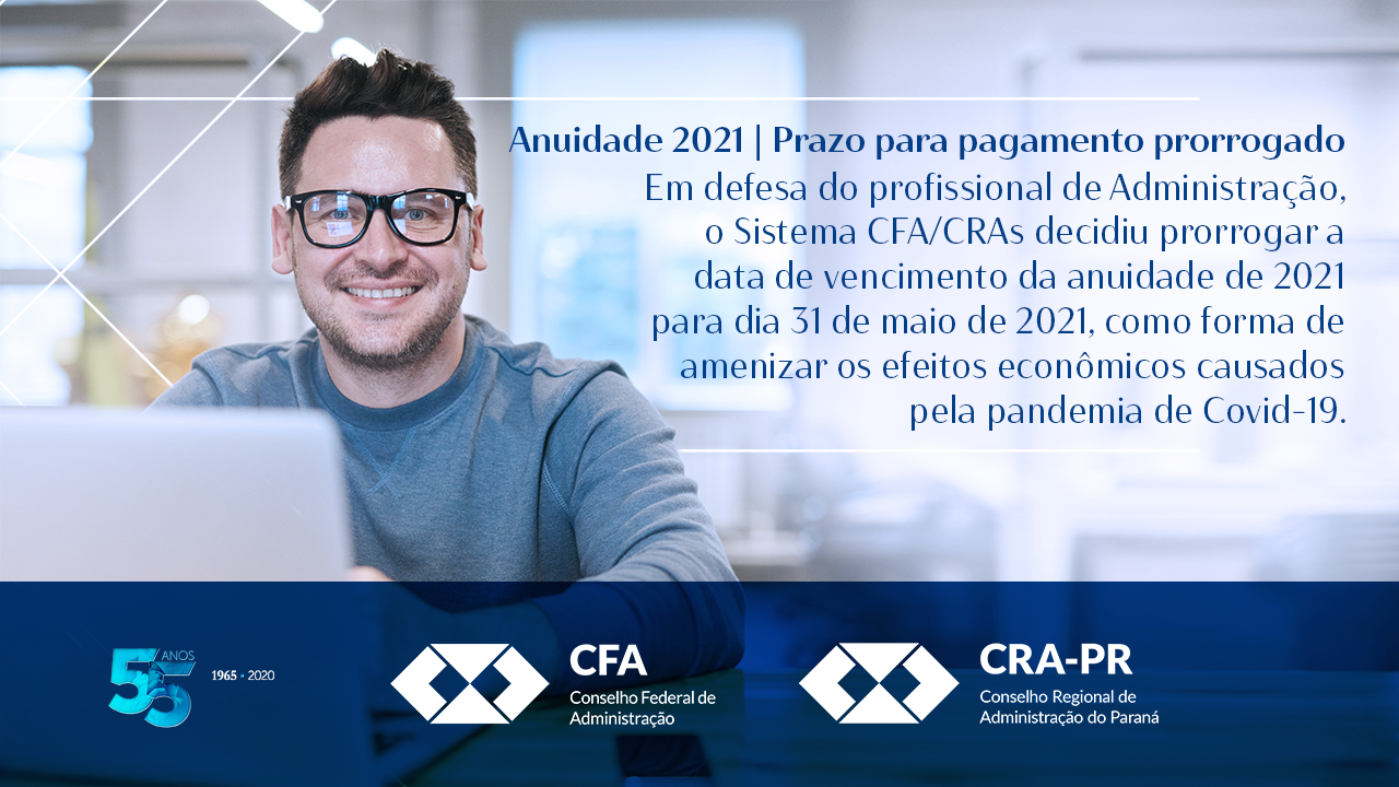 Read more about the article Anuidade 2021 – Prazo para pagamento prorrogado!